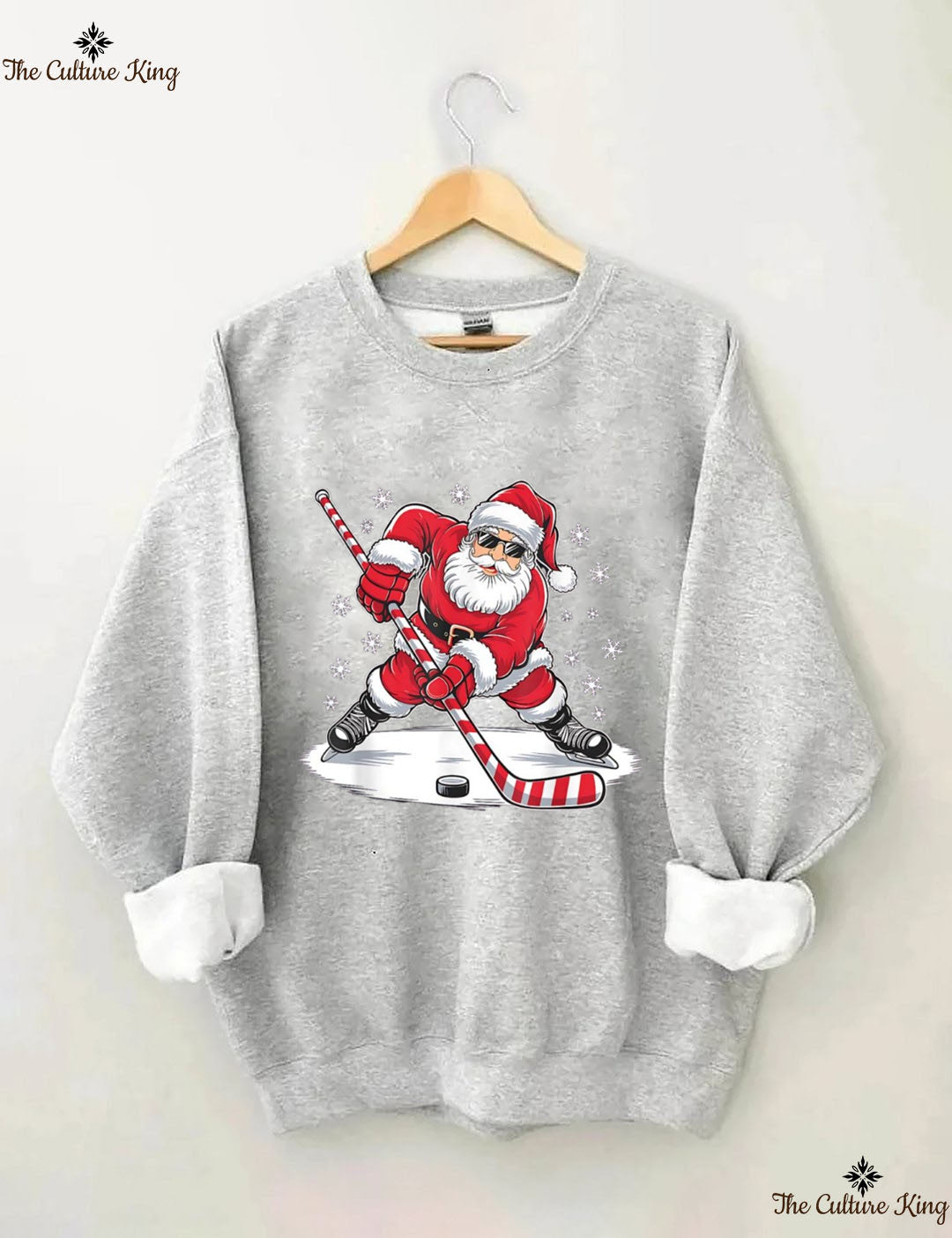 Santa Ice Hockey Christmas Sweatshirt
