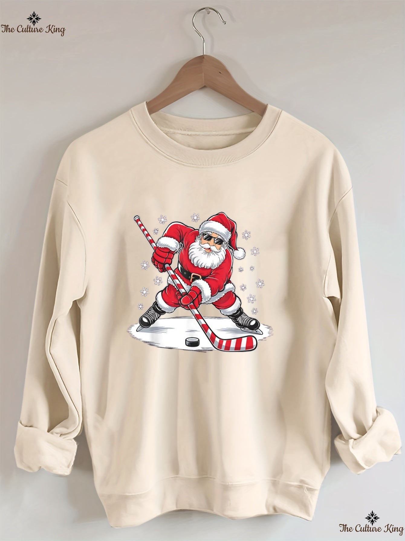 Santa Ice Hockey Christmas Sweatshirt