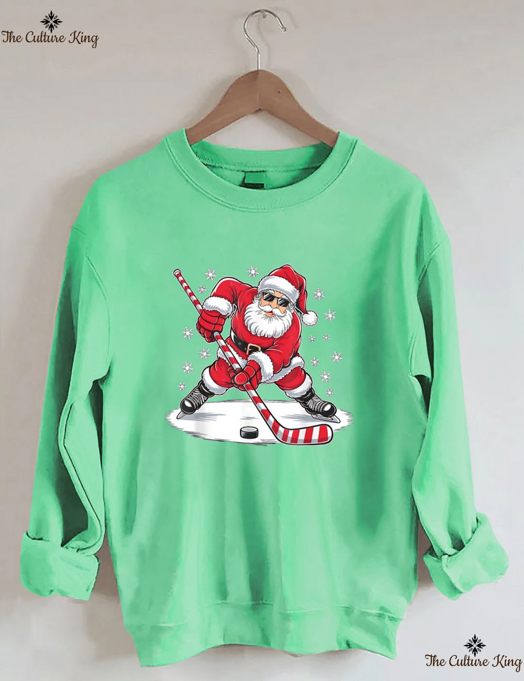 Santa Ice Hockey Christmas Sweatshirt