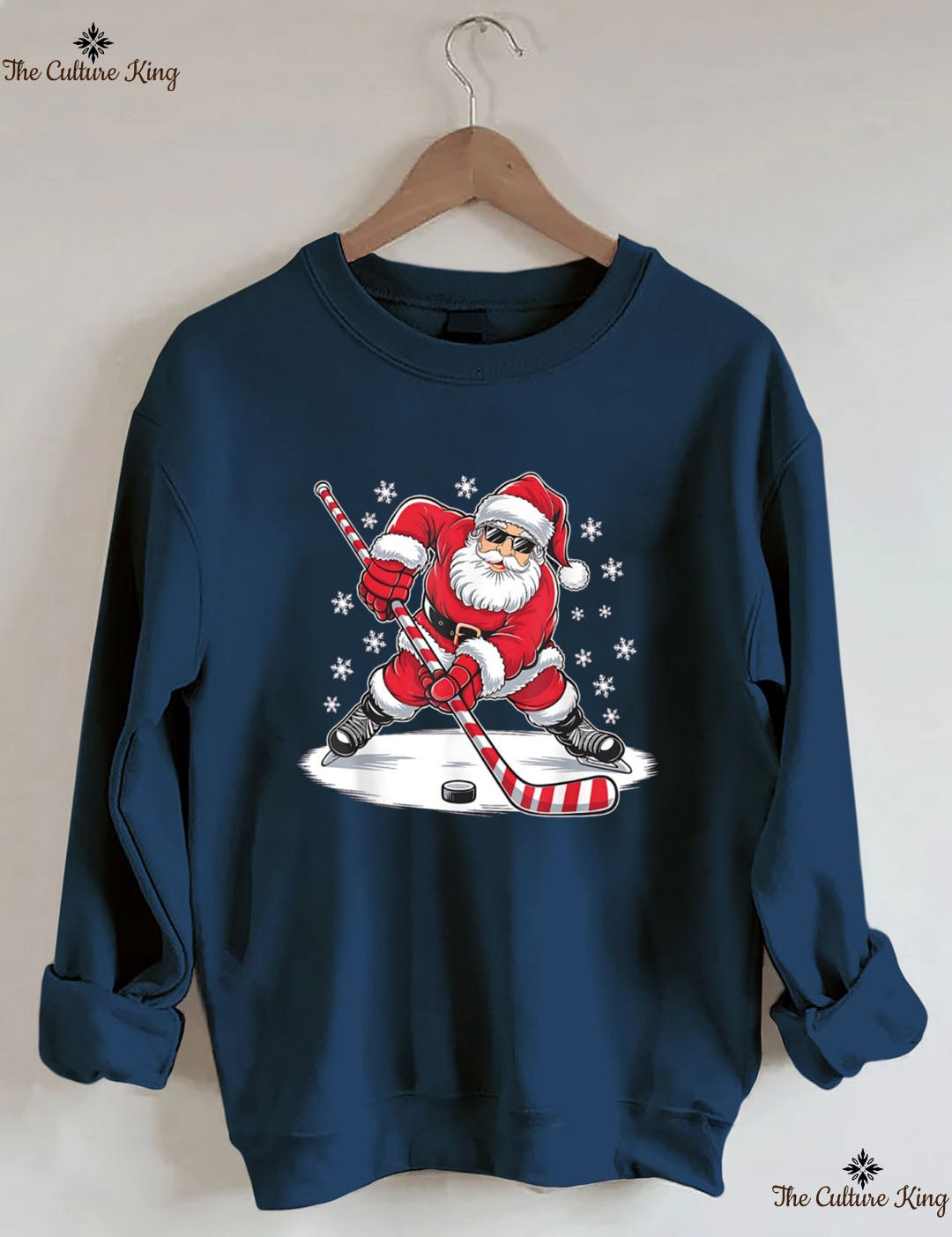 Santa Ice Hockey Christmas Sweatshirt