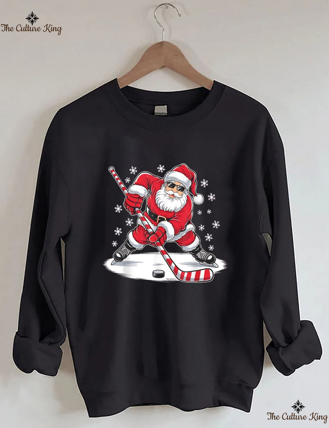 Santa Ice Hockey Christmas Sweatshirt