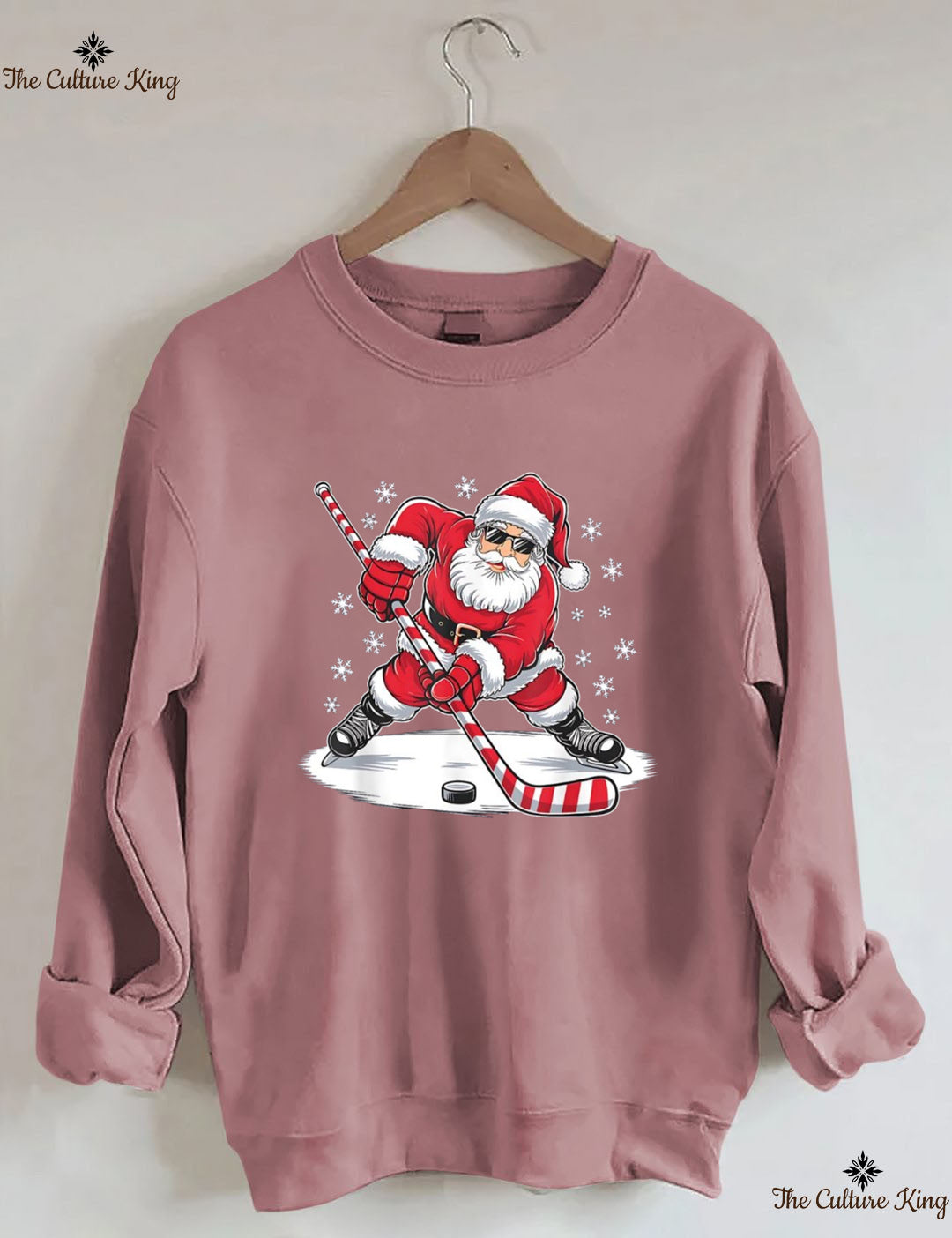 Santa Ice Hockey Christmas Sweatshirt