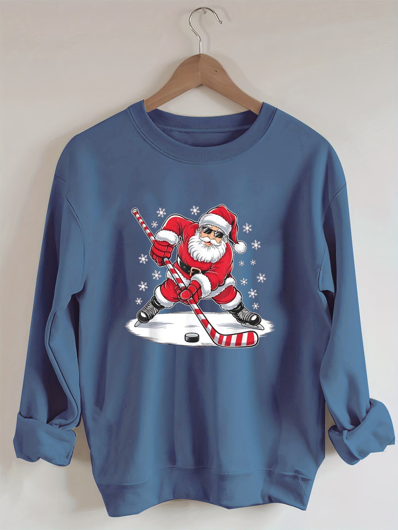 Santa Ice Hockey Christmas Sweatshirt