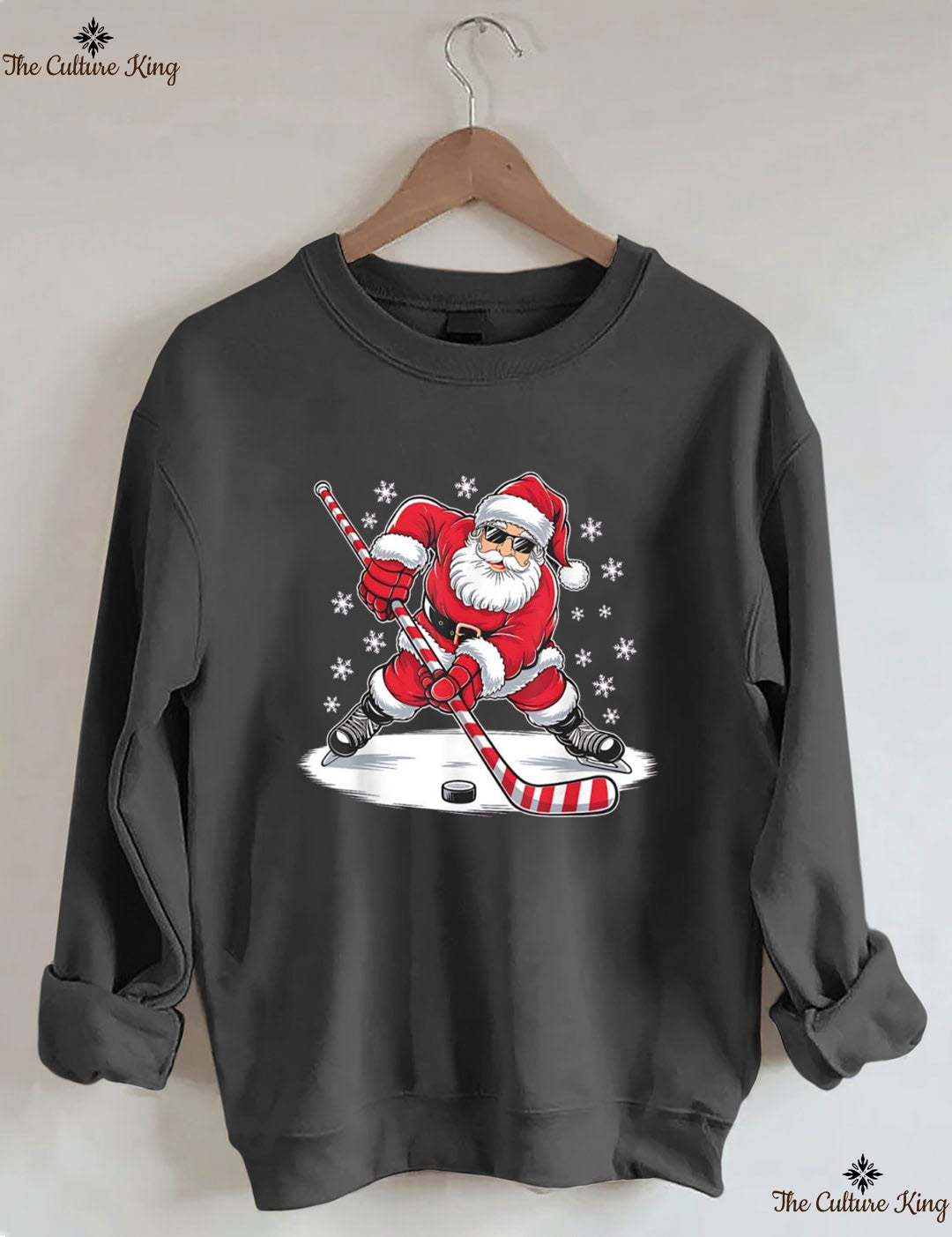 Santa Ice Hockey Christmas Sweatshirt