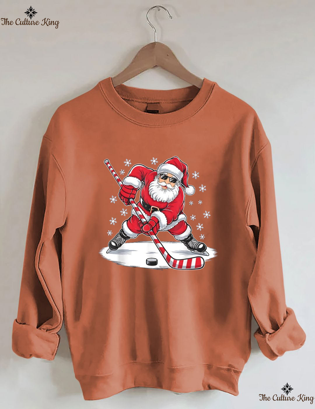 Santa Ice Hockey Christmas Sweatshirt