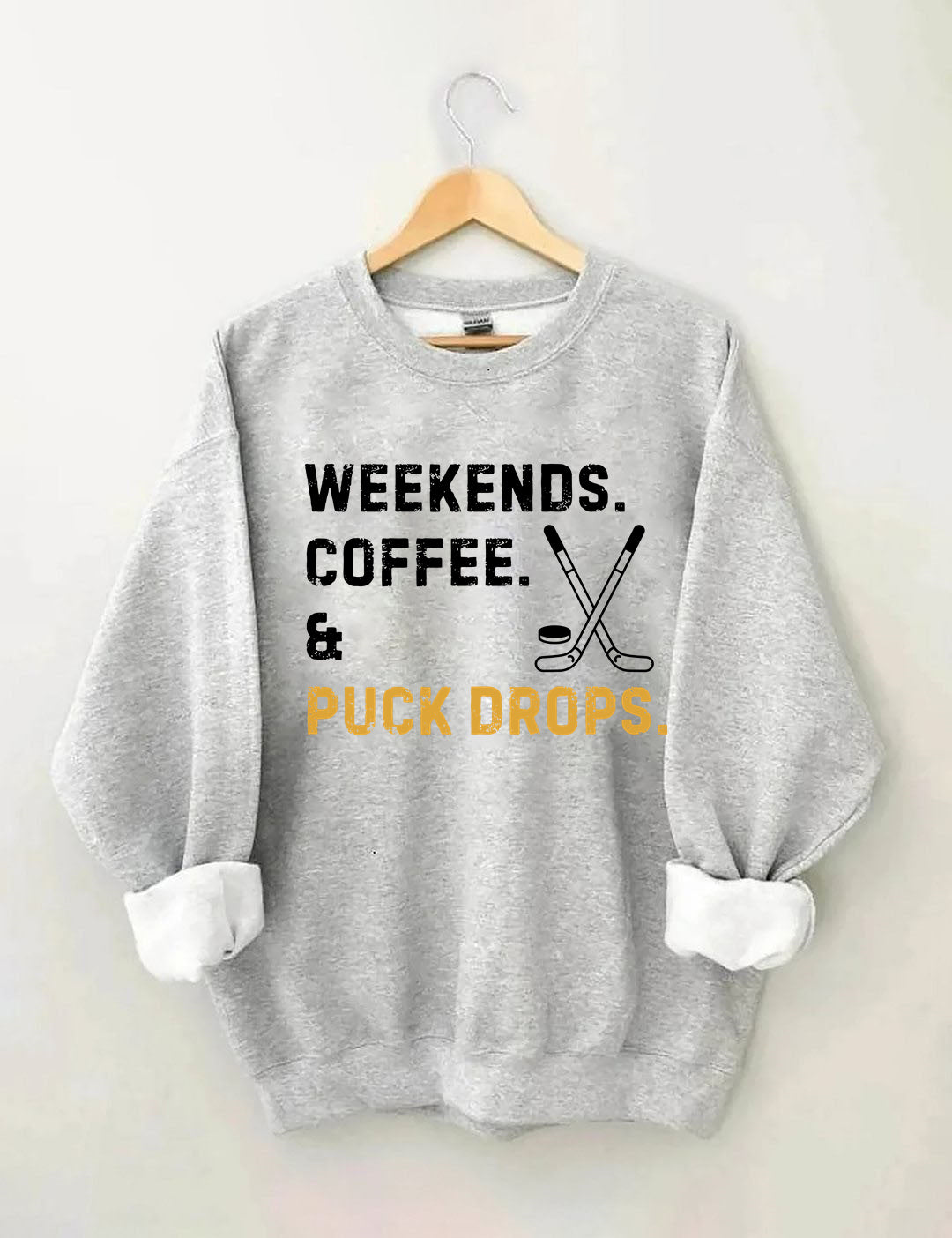 Weekends Coffee Puck Drops Sweatshirt
