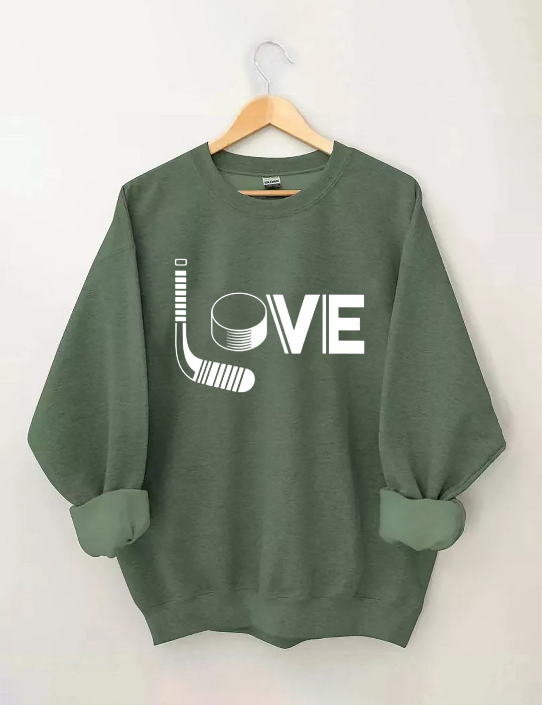 Hockey Love with Stick and Puck Sweatshirt