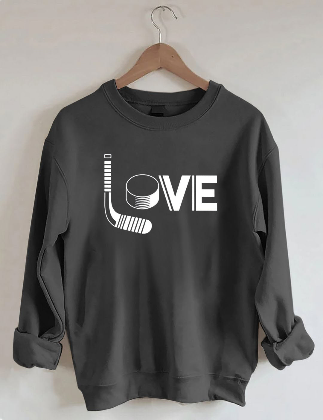 Hockey Love with Stick and Puck Sweatshirt