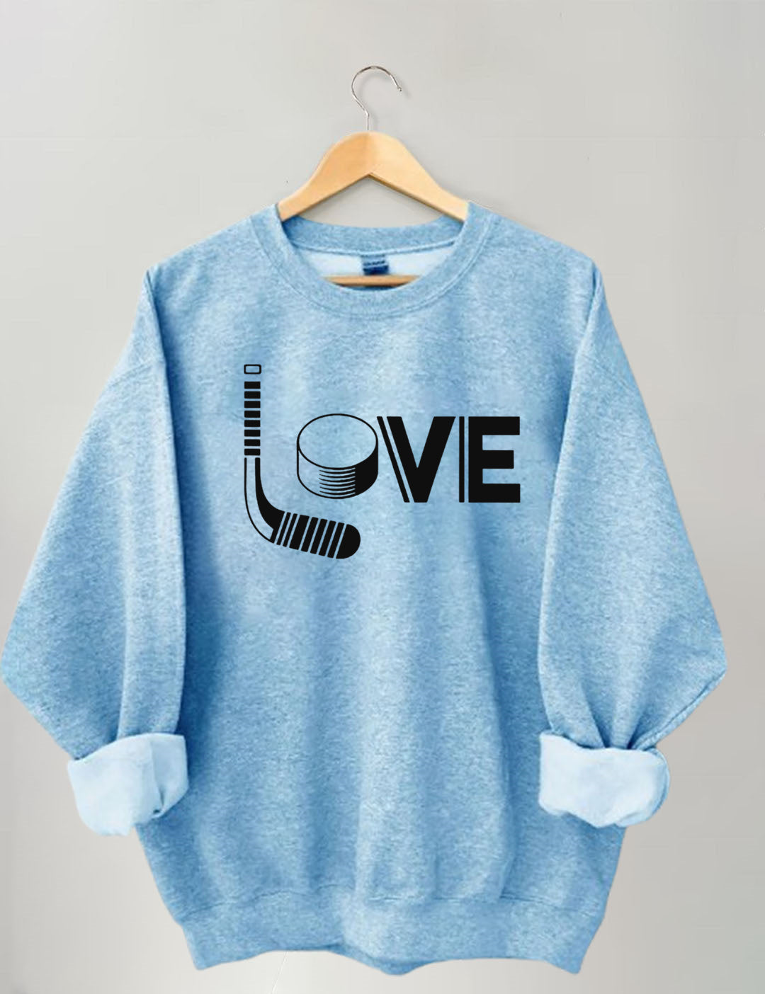 Hockey Love with Stick and Puck Sweatshirt
