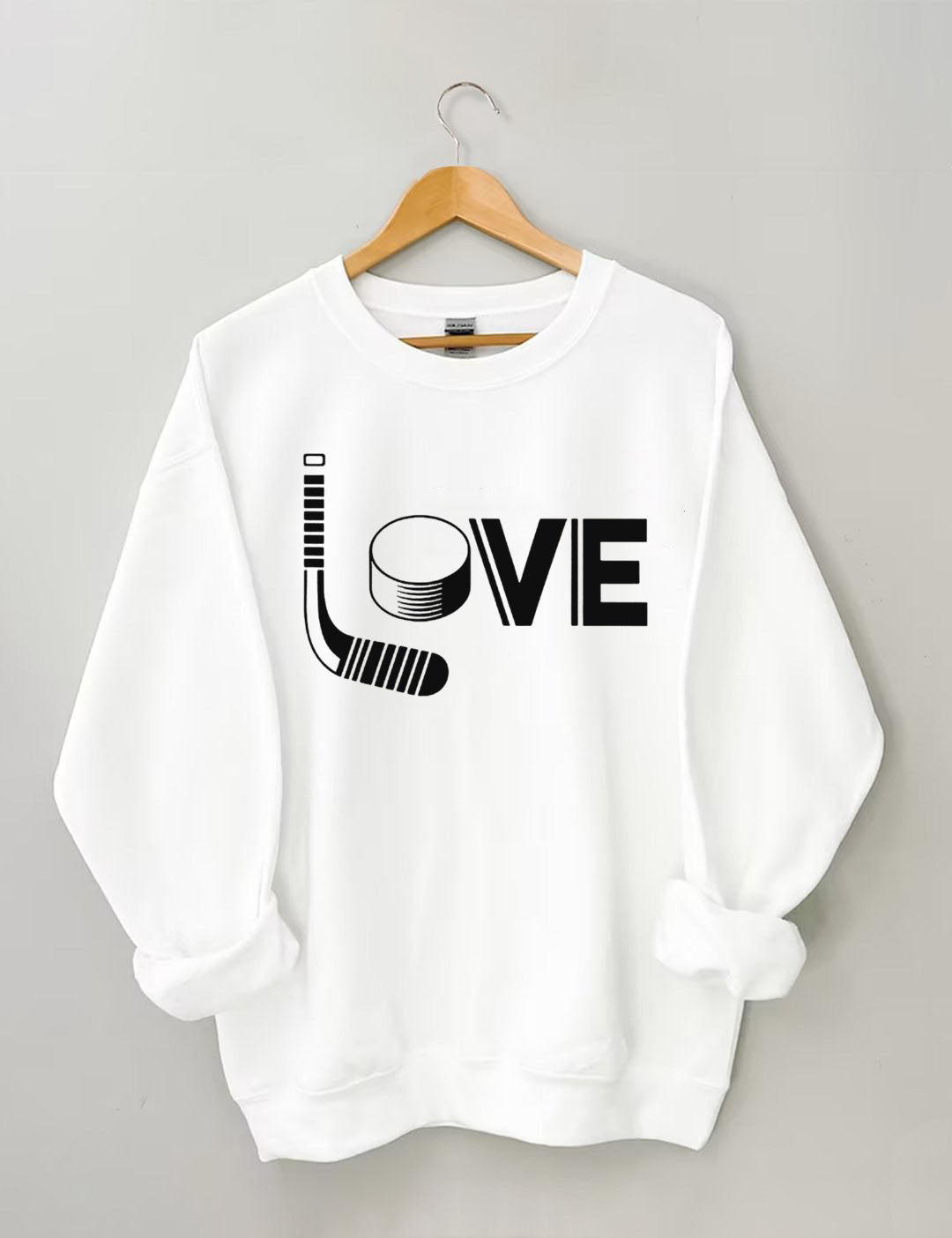 Hockey Love with Stick and Puck Sweatshirt