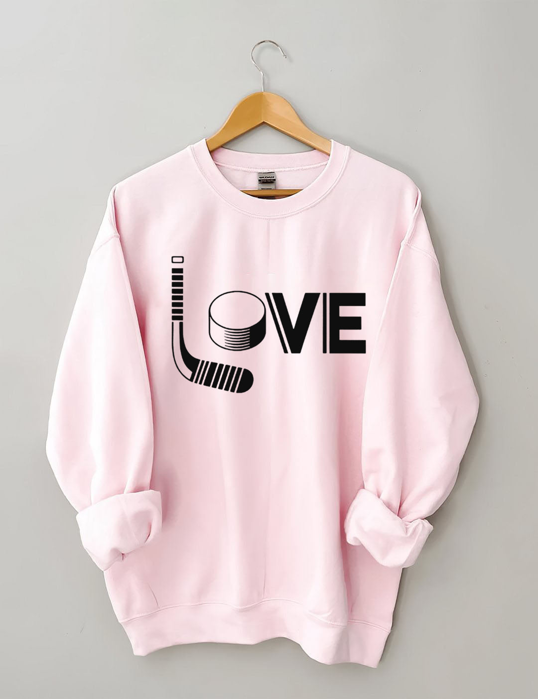 Hockey Love with Stick and Puck Sweatshirt