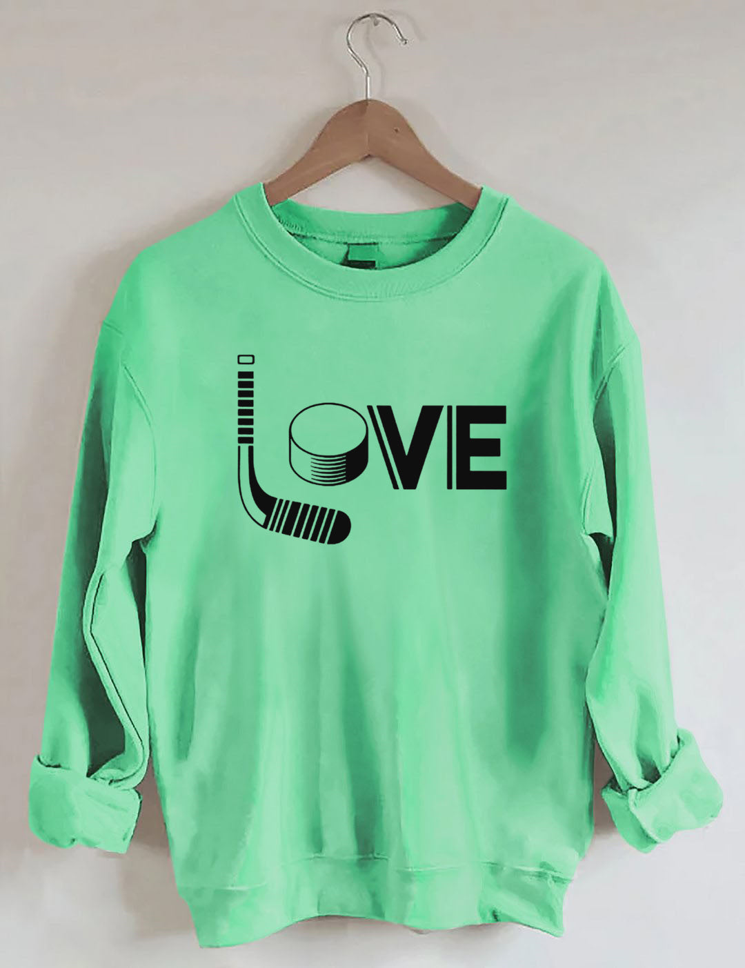 Hockey Love with Stick and Puck Sweatshirt