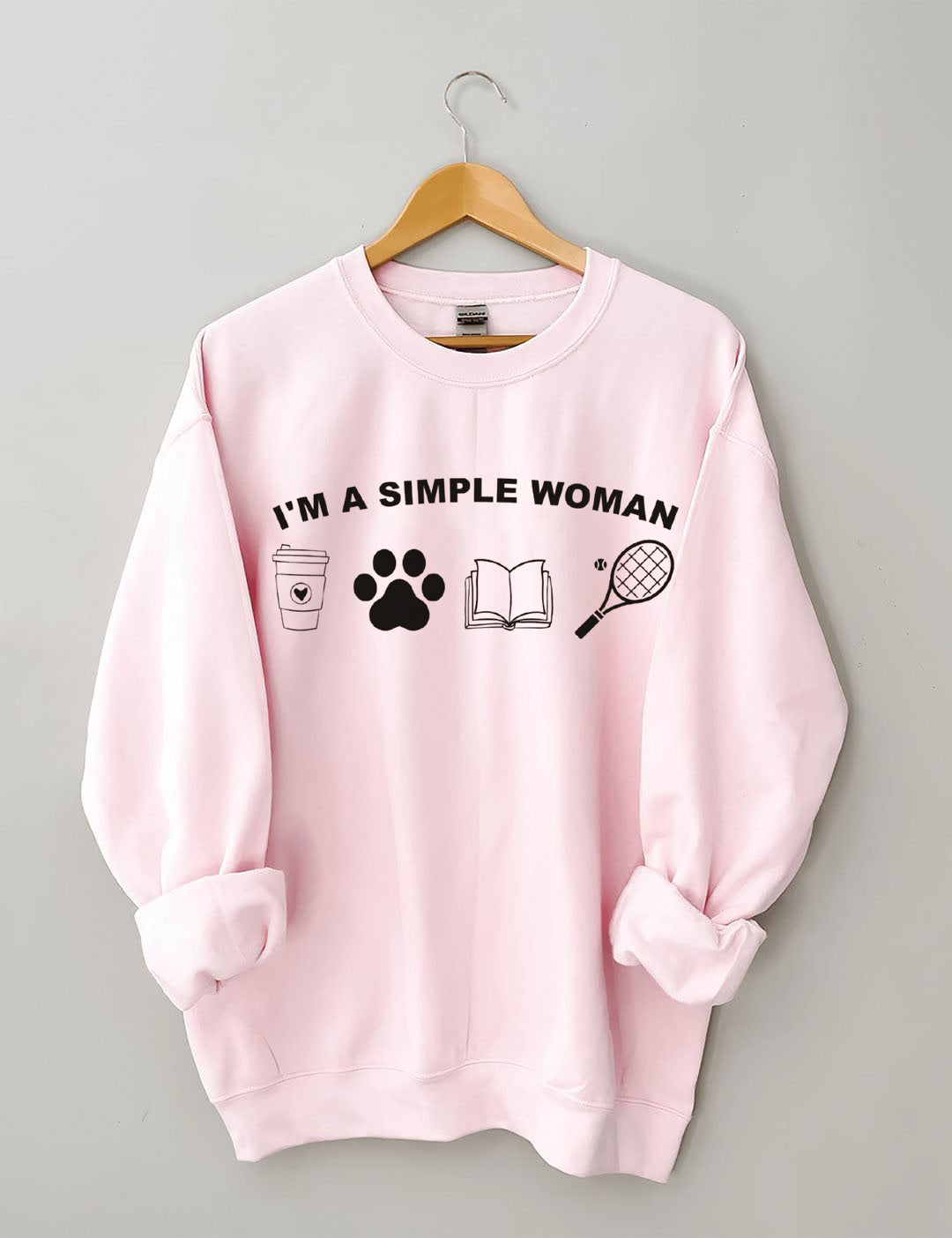 I Am A Simple Woman Shirt, Coffee Dog Book Tennis Girl Sweatshirt