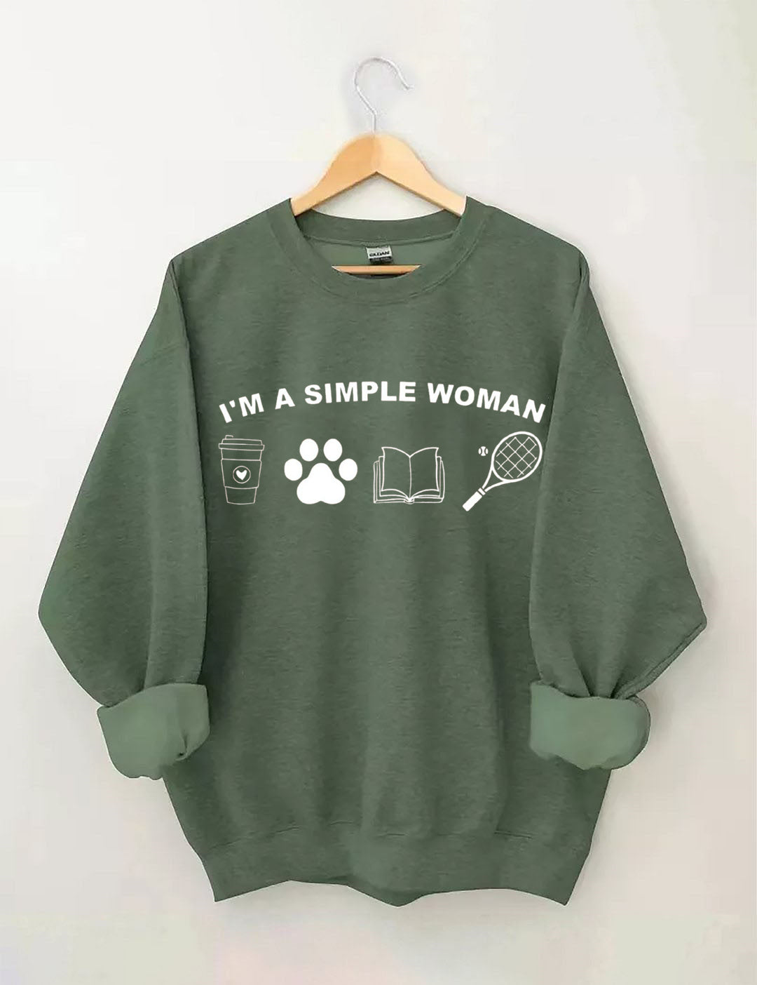 I Am A Simple Woman Shirt, Coffee Dog Book Tennis Girl Sweatshirt