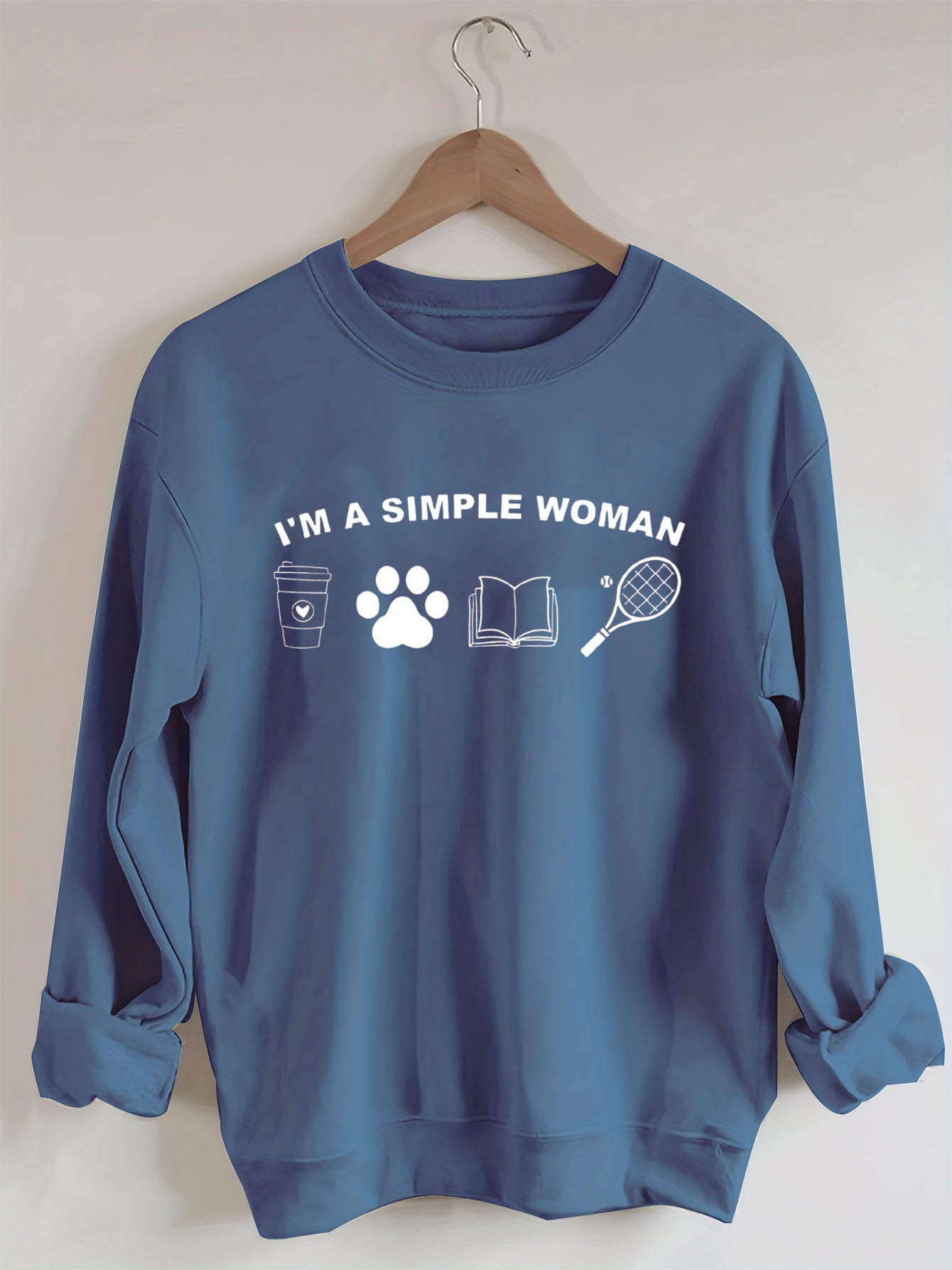 I Am A Simple Woman Shirt, Coffee Dog Book Tennis Girl Sweatshirt