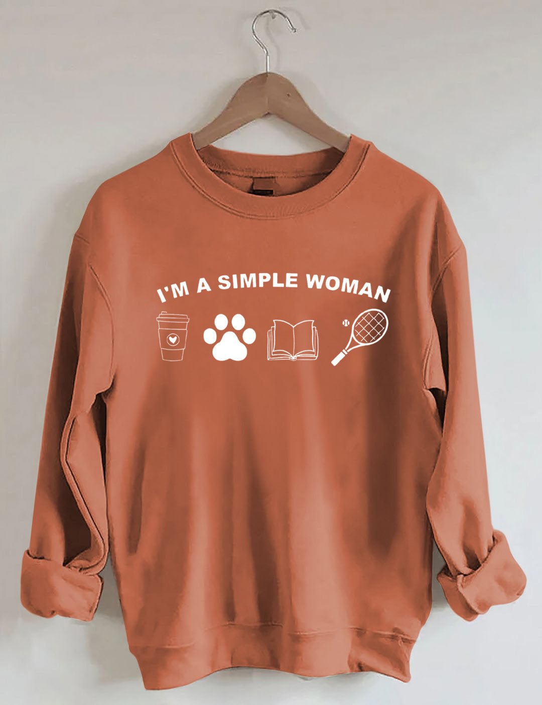 I Am A Simple Woman Shirt, Coffee Dog Book Tennis Girl Sweatshirt