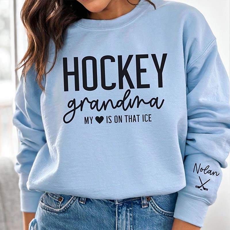 Custom Name Ice Hockey Grandma Sweatshirt