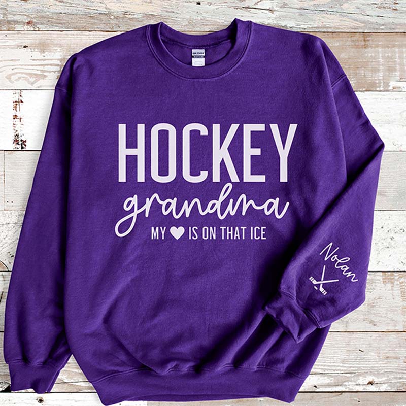 Custom Name Ice Hockey Grandma Sweatshirt