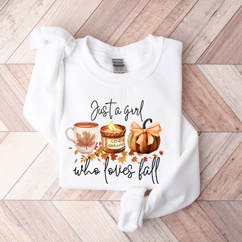 Just A Girl Who Loves Fall Football Coffee Sweatshirt