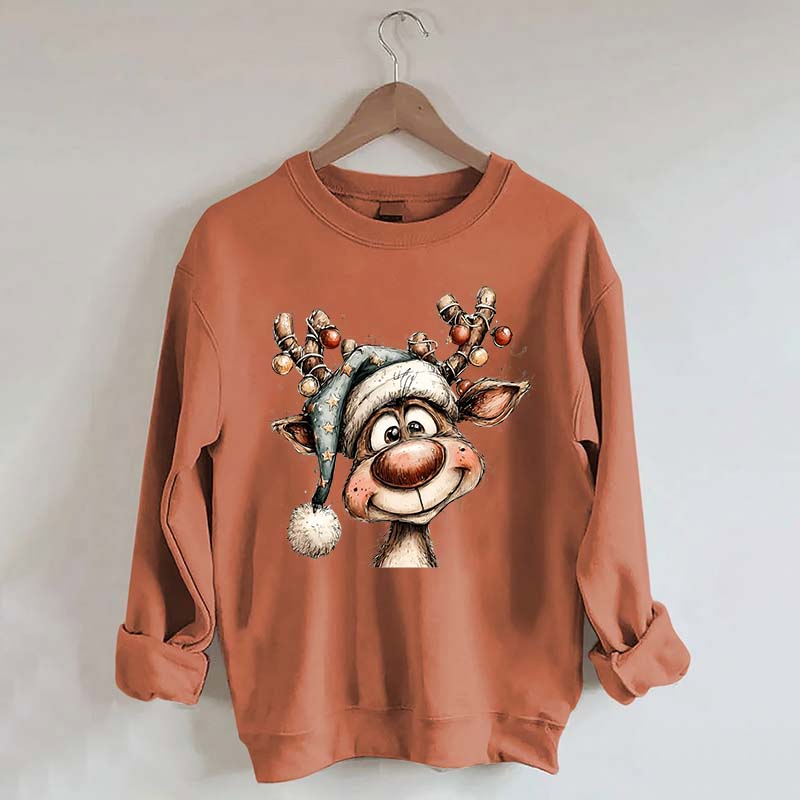 Retro Reindeer Merry Christmas Sweatshirt