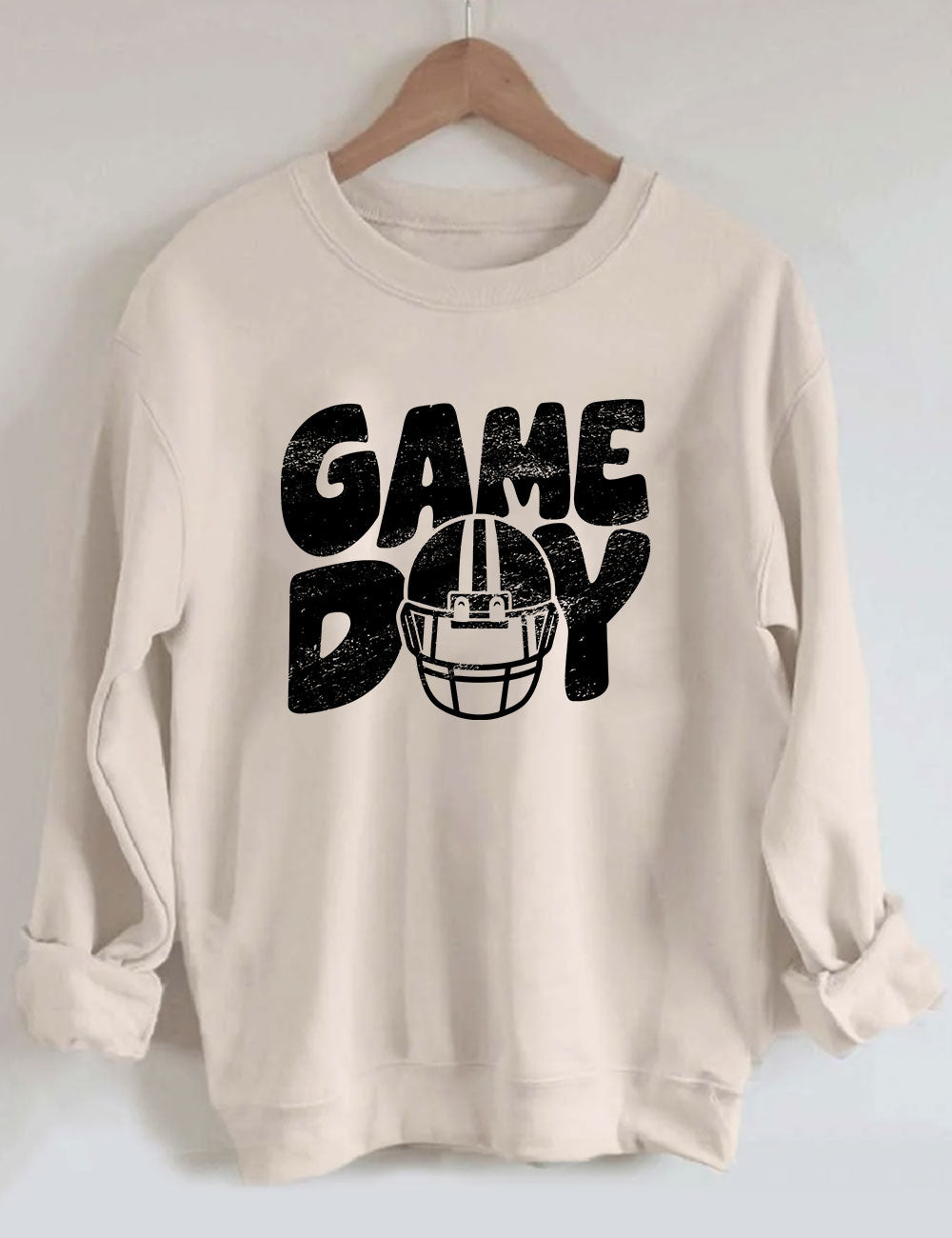 Distressed Helmet Football Game Day Sweatshirt