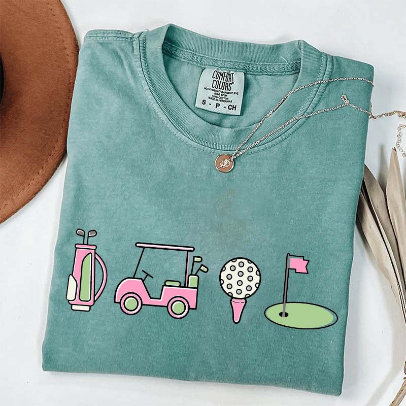 Pink Golf Cart Flag Lover T-Shirt