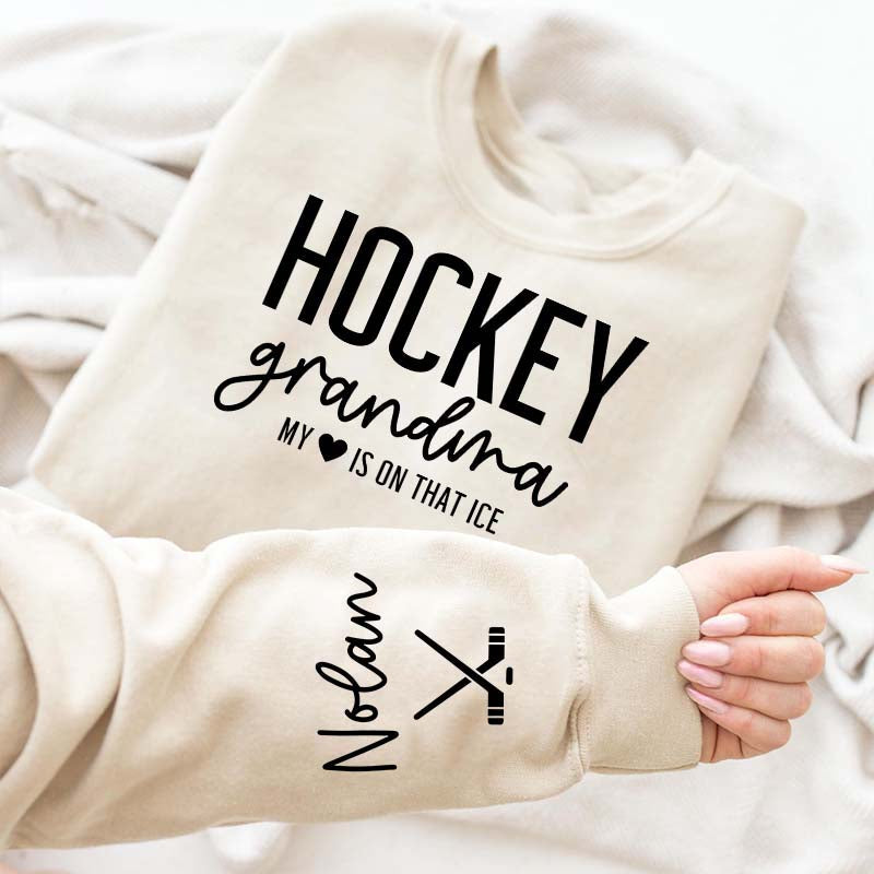 Custom Name Ice Hockey Grandma Sweatshirt