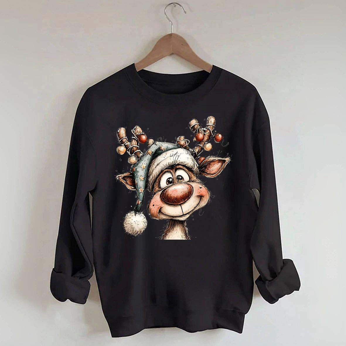 Retro Reindeer Merry Christmas Sweatshirt