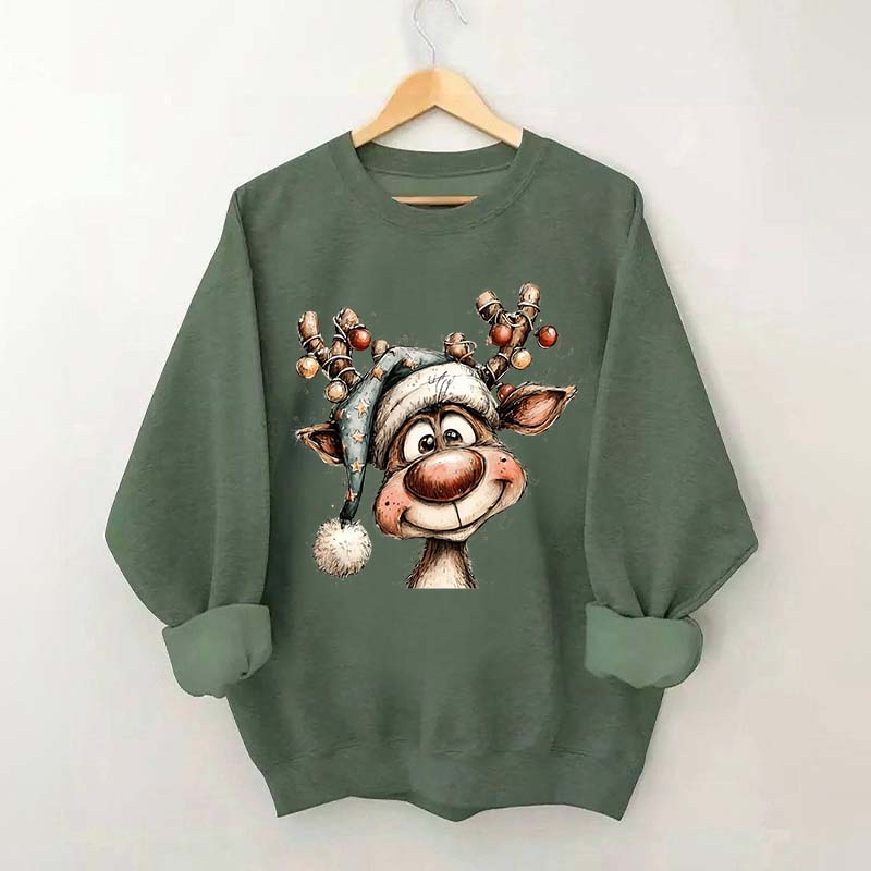 Retro Reindeer Merry Christmas Sweatshirt