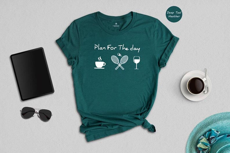 Plan For The Day Coffee Tennis Wine T-shirt