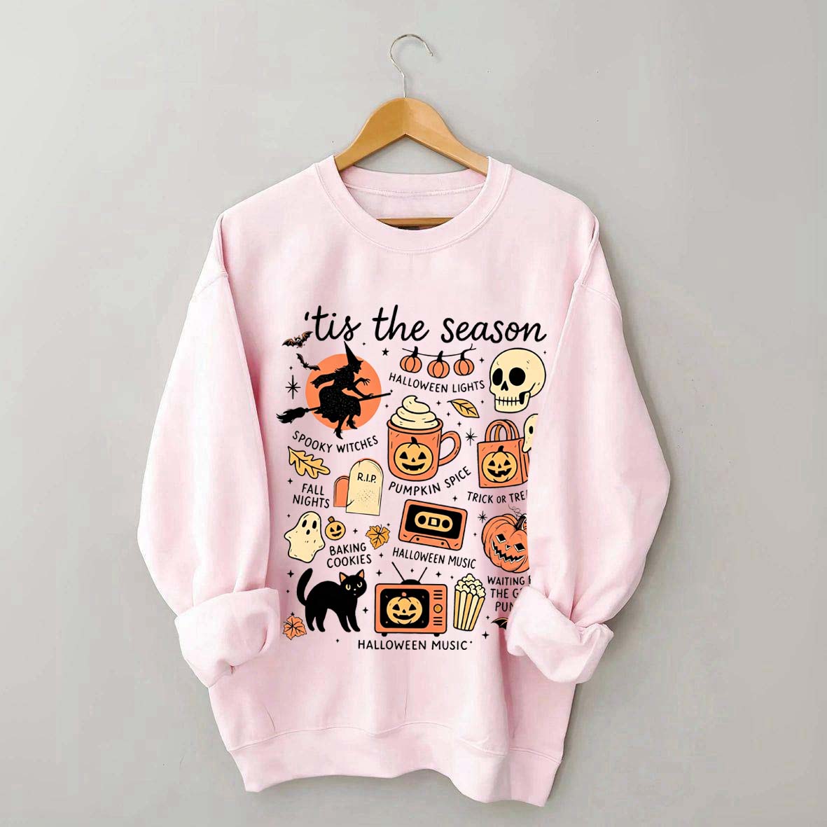 Vintage Women's Pumpkin Witch Graphic Sweatshirt