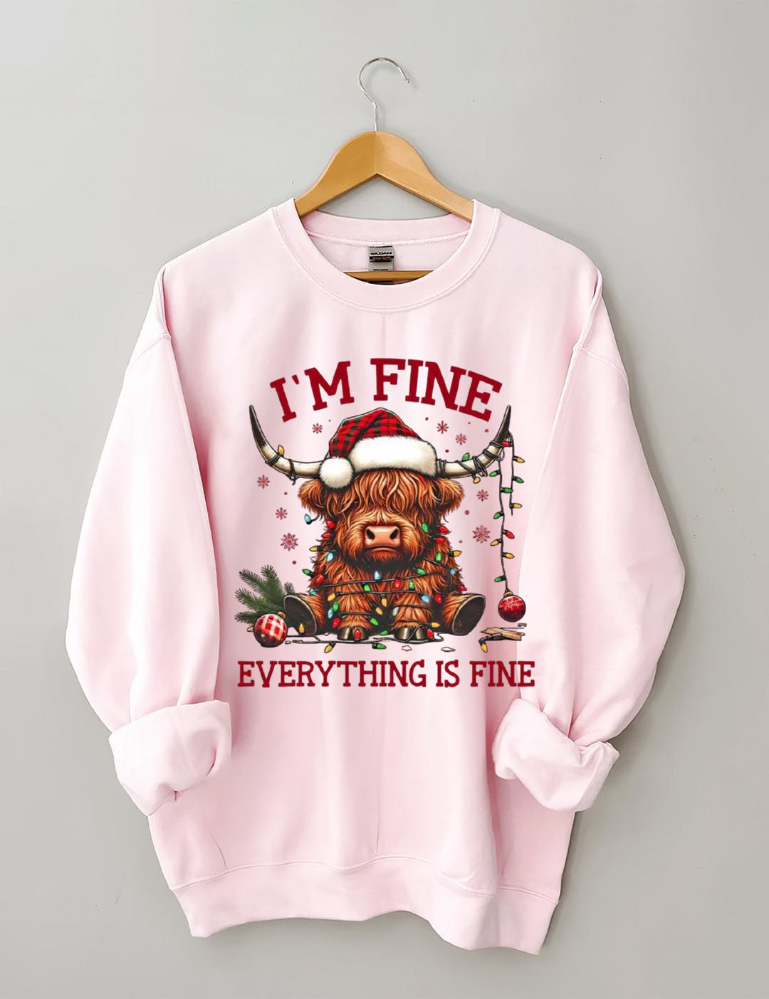 Christmas Lights Cow Sweatshirt