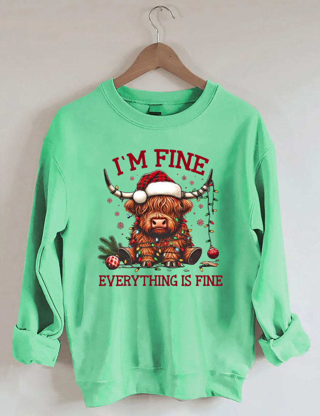 Christmas Lights Cow Sweatshirt