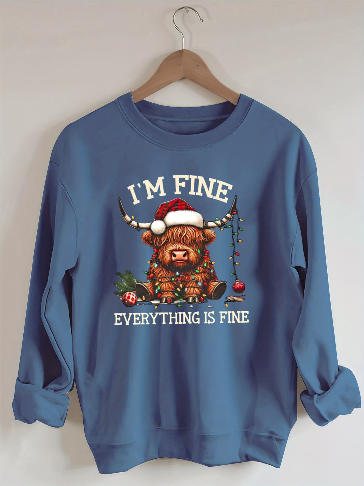Christmas Lights Cow Sweatshirt