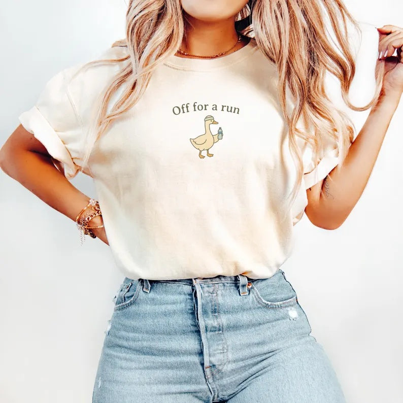 Off For A Run ,Funny Goose Marathon Runner T-Shirt