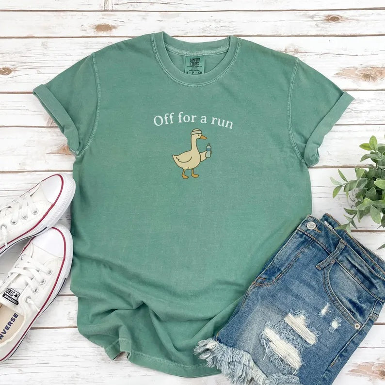 Off For A Run ,Funny Goose Marathon Runner T-Shirt