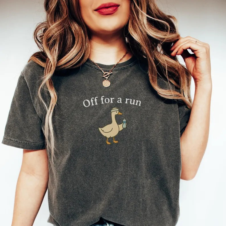Off For A Run ,Funny Goose Marathon Runner T-Shirt