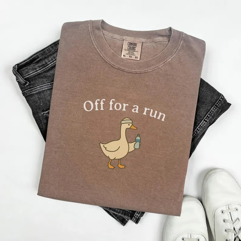 Off For A Run ,Funny Goose Marathon Runner T-Shirt