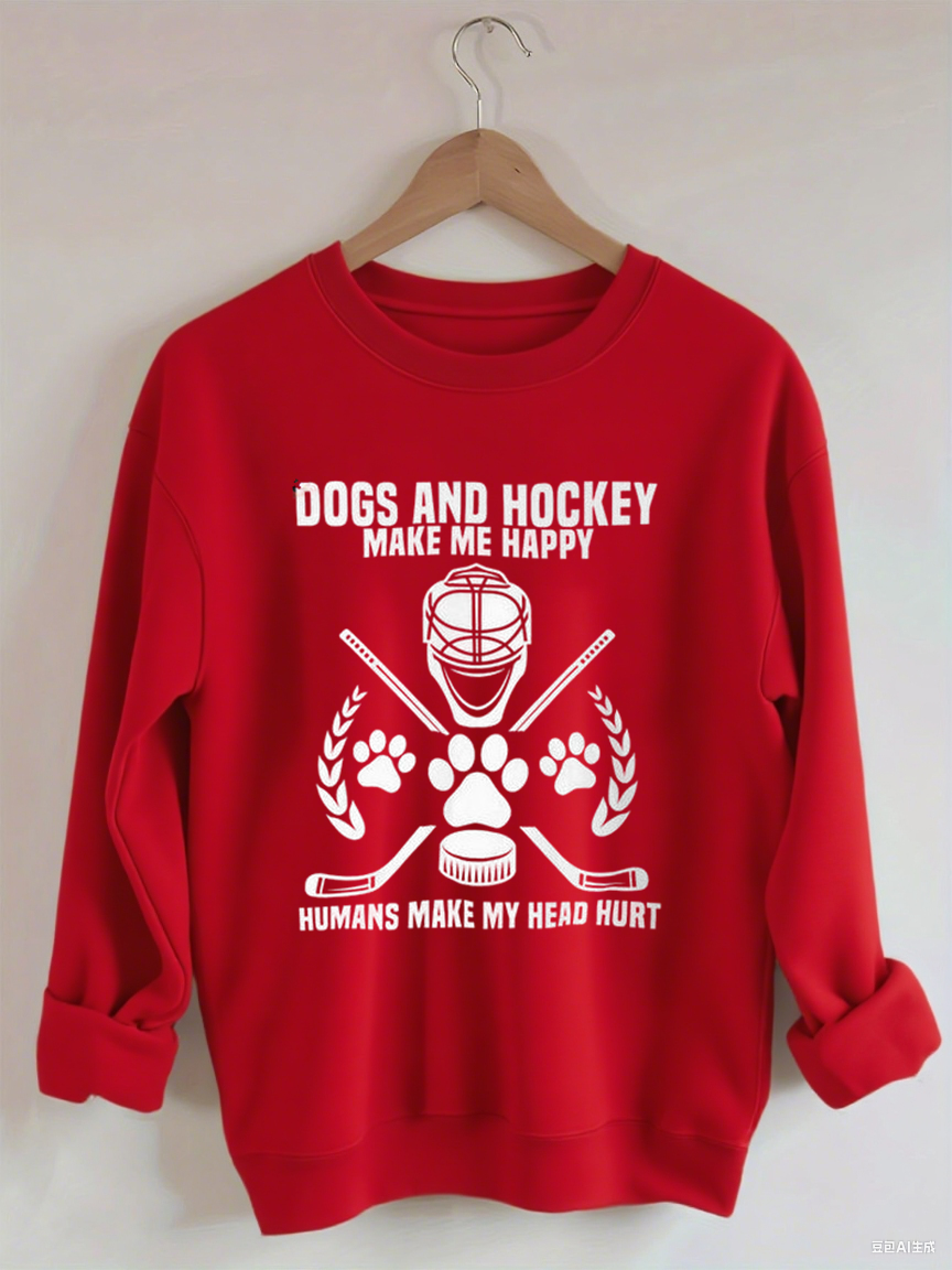 Dogs And Hockey Make Me Happy Player Penalty Box Ice Hockey Sweatshirt