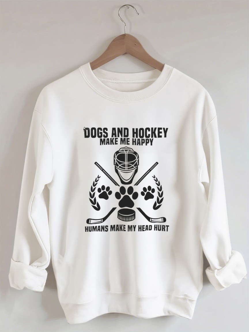 Dogs And Hockey Make Me Happy Player Penalty Box Ice Hockey Sweatshirt