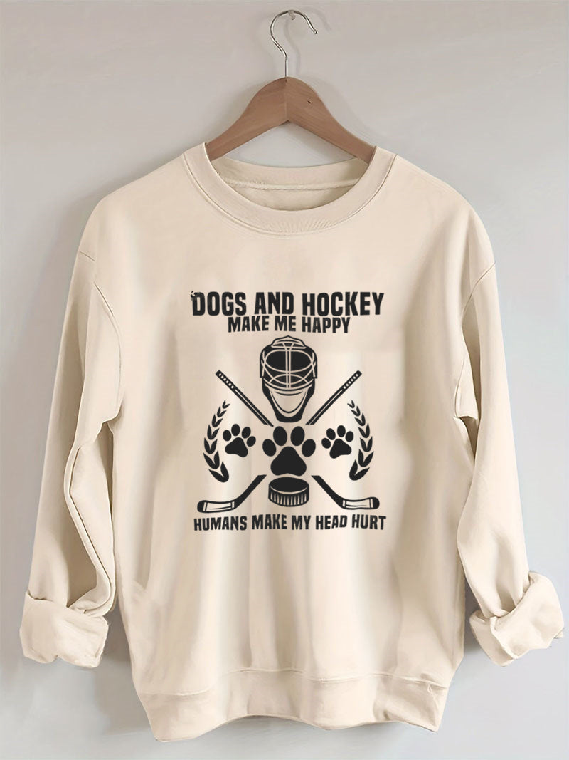 Dogs And Hockey Make Me Happy Player Penalty Box Ice Hockey Sweatshirt