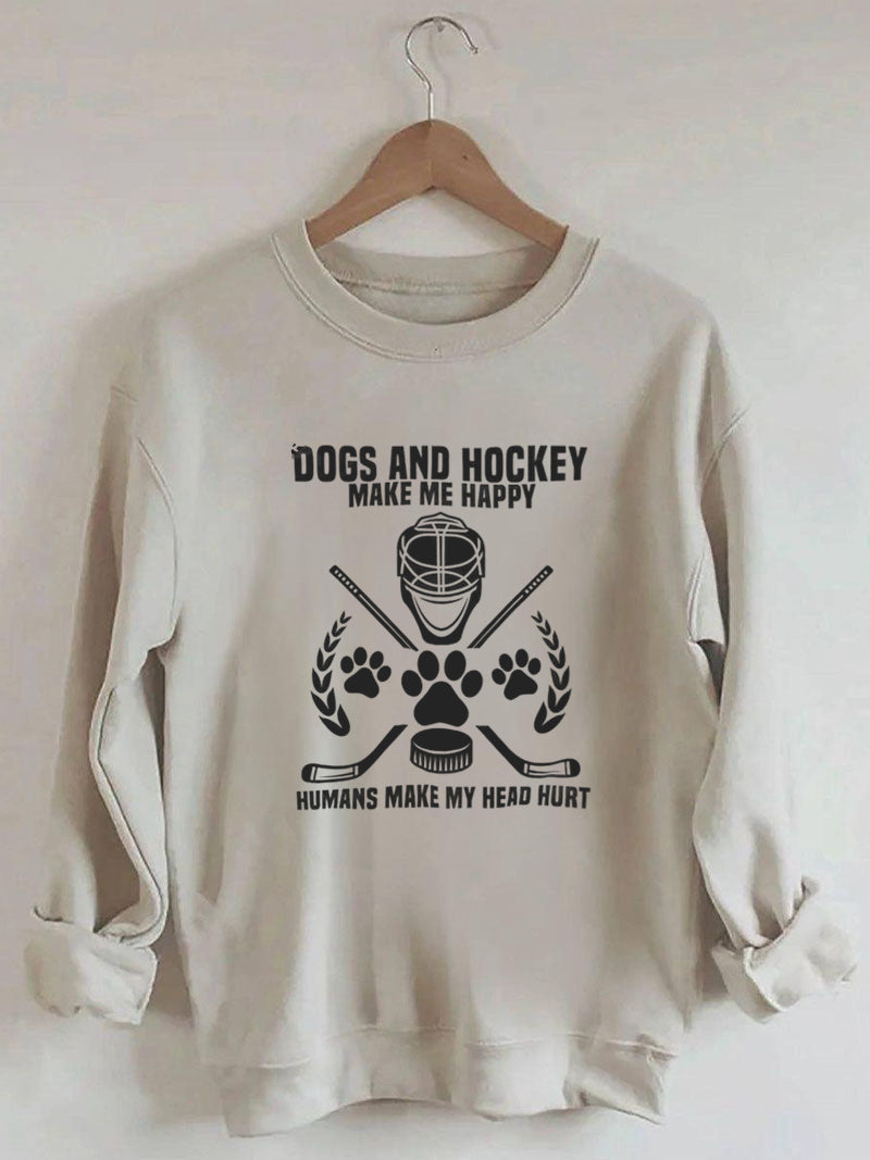 Dogs And Hockey Make Me Happy Player Penalty Box Ice Hockey Sweatshirt