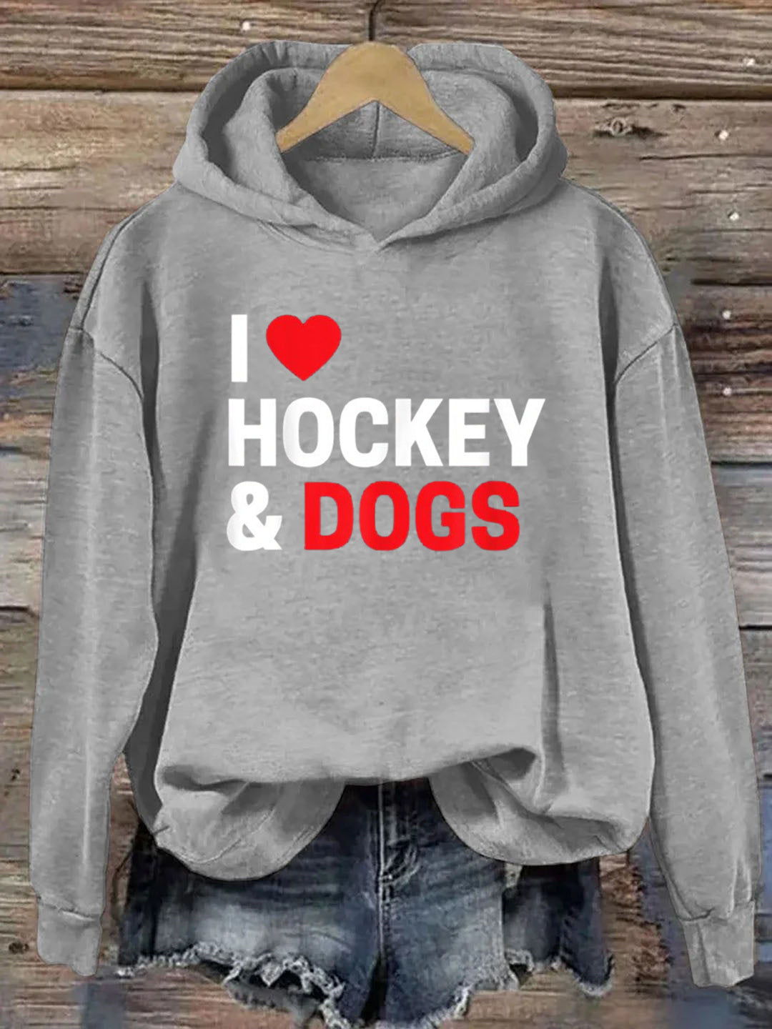 I Love Hockey & Dogs Hoodie
