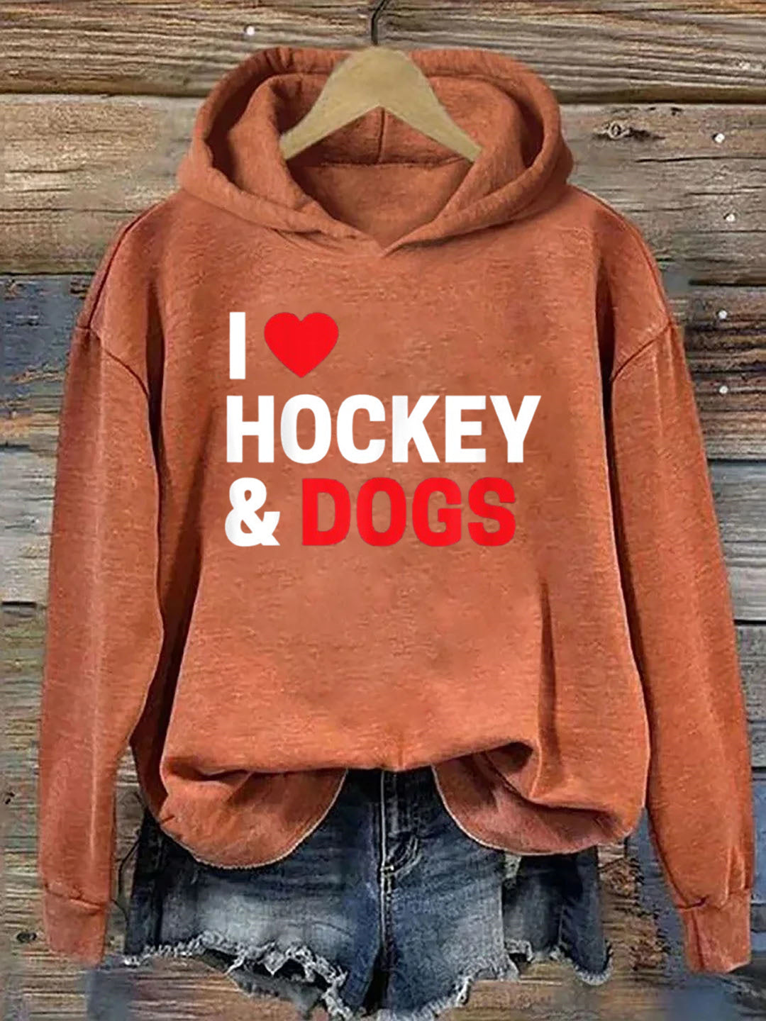 I Love Hockey & Dogs Hoodie