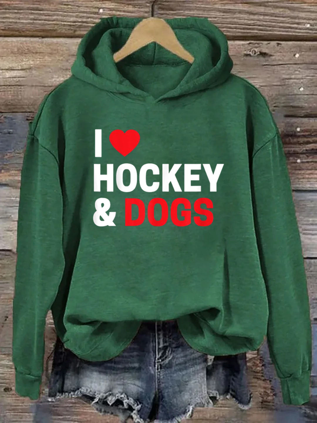 I Love Hockey & Dogs Hoodie