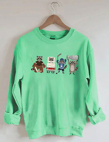 Funny Raccoon Hockey Player Game Day Sweatshirt