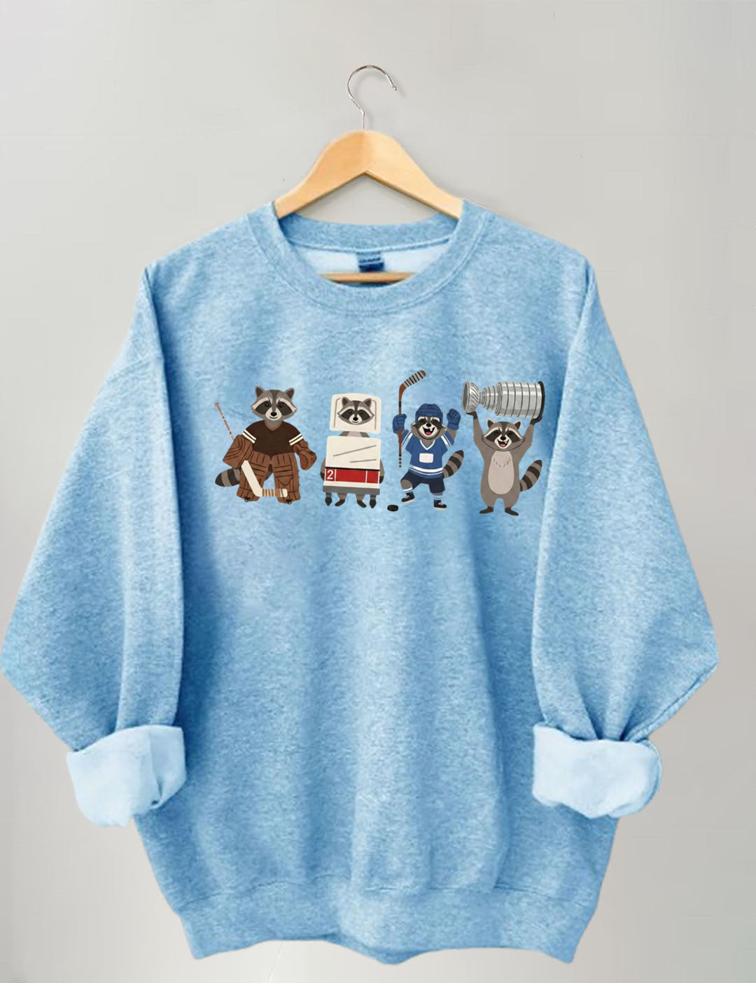 Funny Raccoon Hockey Player Game Day Sweatshirt