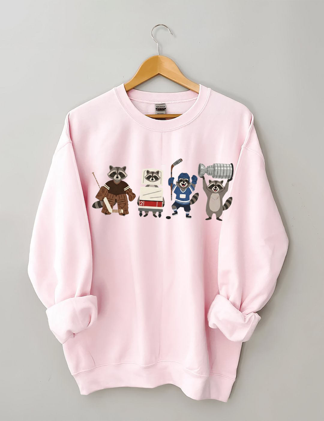 Funny Raccoon Hockey Player Game Day Sweatshirt