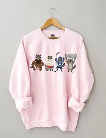 Funny Raccoon Hockey Player Game Day Sweatshirt