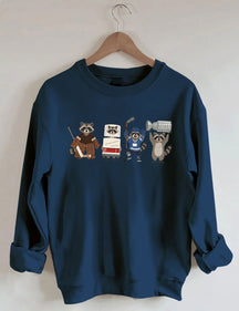 Funny Raccoon Hockey Player Game Day Sweatshirt